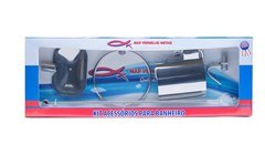 KIT P/BANHEIRO LUXO 5PCS INOX M.VERMELHO
