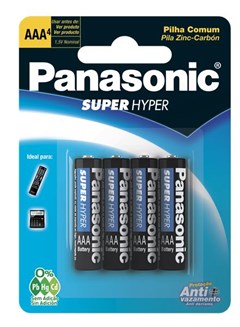 PILHA COMUM AAA PALITO C/ 4 PANASONIC