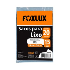 SACO LIXO  15L 39X58CM PRETO C/20PC FOX