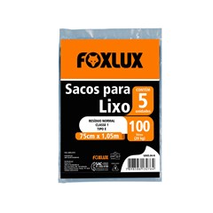 SACO LIXO 100L 75X105CM PRETO C/05PC FOX