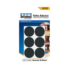 FELTRO ADESIVO REDONDO 30MM PT 12PC TEK