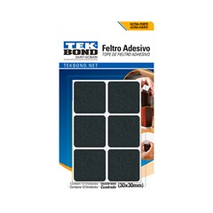 FELTRO ADESIVO QUADRADO 30MM PT 12PC TEK