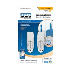 GANCHO PLASTICO/METAL BRANCO TEKBOND