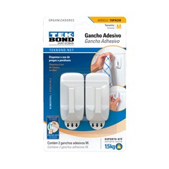 GANCHO PLASTICO TOPAZIO M BRANCO TEKBOND