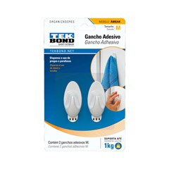 GANCHO PLASTICO AMBAR M BRANCO TEKBOND